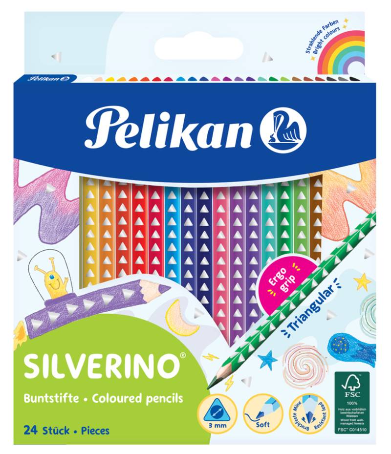 Pelikan Dreikant-Buntstifte SILVERINO dünn, 24er Kartonetui von Pelikan