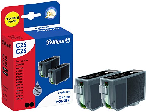 Pelikan Druckpatronen DoppelPack C26C26 ersetzt Canon PGI-5BK, 2x Schwarz (pigment) von Pelikan