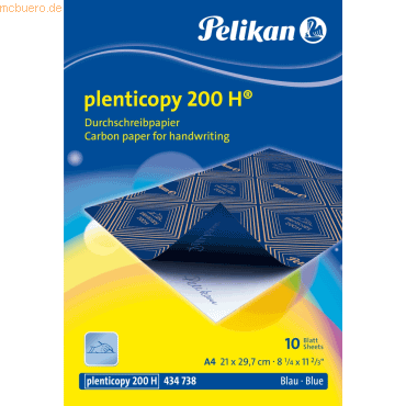 Pelikan Durchschreibpapier Plenticopy 200H A4 10 Blatt blau von Pelikan