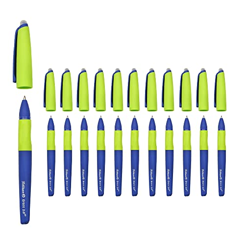 Pelikan Erase 2.0 Ergonomisch radierbarer Roller mit blauer Tinte, für Rechts- und Linkshänder, für die Schule, blaue Nachfüllmaschine, nachfüllbar, 12 Stück von Pelikan