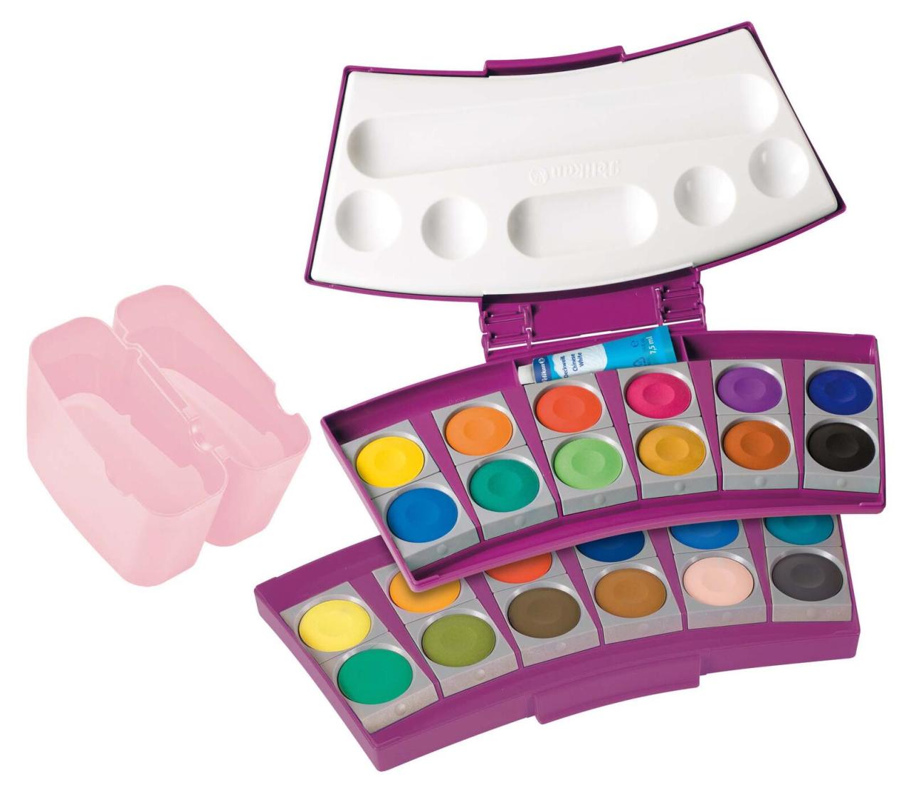 Pelikan Wasserfarbkasten 2 Wasserboxen + Deckweiß und 24 Farben Pelikan Wasserfarbkasten 2 Wasserboxen + Deckweiß und 24 Farben von Pelikan