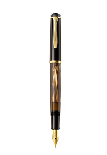 Pelikan Füllhalter Classic 200, Braun-Marmoriert, Feder EF (extra-fein), hochwertiger Kolbenfüller im Geschenk-Etui, 808873, 1 stück (1er Pack) von Pelikan