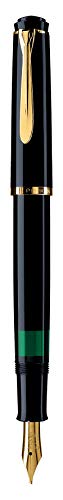 Pelikan Füllhalter Classic 200, Schwarz, Feder B (breit), hochwertiger Kolbenfüller im Geschenk-Etui, 994012 von Pelikan