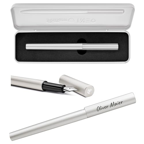 Pelikan Füllhalter Ineo® Elements P6 mit Gravur Geschenk - einzigartige Stifte mit Namen - personalisierte Geschenke zu Weihnachten - Füllfederhalter personalisiert (Silber) von Pelikan