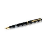 Pelikan Füllhalter M 200, schwarz, Federbreite: B vergoldete Edelstahlfeder, vergoldeter Pelikan-Schnabel-Clip (983072) von Pelikan