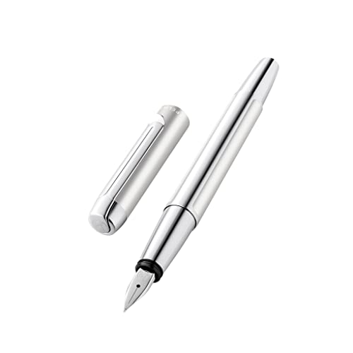 Pelikan Füllhalter Pura P40, Silber, Feder EF (extra-fein), hochwertiger Patronenfüller im Geschenk-Etui, 952036 von Pelikan