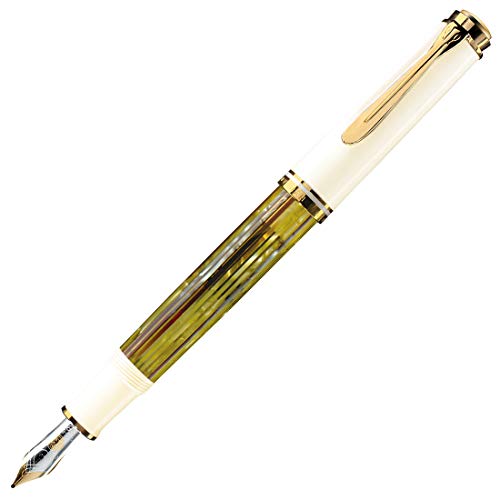 Pelikan Füllhalter Souverän 400, Schildpatt-Weiß, Feder M (mittel), hochwertiger Kolbenfüller im Geschenk-Etui, 934174 von Pelikan