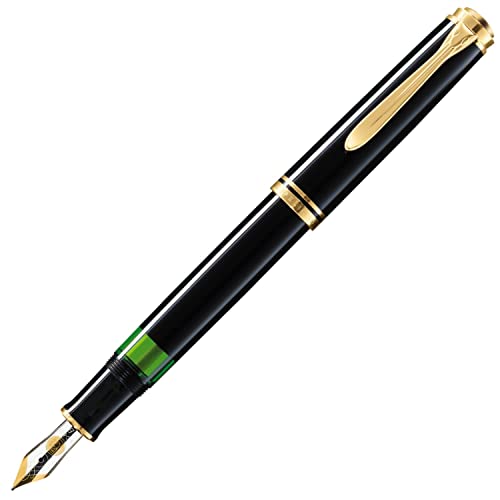 Pelikan Füllhalter Souverän 400, Schwarz, Feder M (mittel), hochwertiger Kolbenfüller im Geschenk-Etui, 994780 von Pelikan