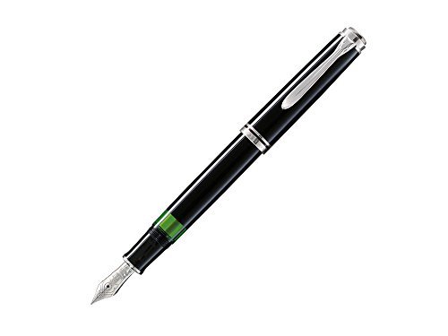 Pelikan Füllhalter Souverän 405, Schwarz, Feder B (breit), hochwertiger Kolbenfüller im Geschenk-Etui, 924381 von Pelikan