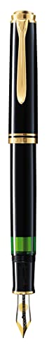Pelikan Füllhalter Souverän 600, Schwarz, Feder F (fein), hochwertiger Kolbenfüller im Geschenk-Etui, 980128 von Pelikan