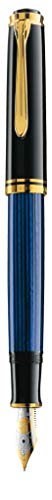 Pelikan Füllhalter Souverän 800, Schwarz-Blau, Feder F (fein), hochwertiger Kolbenfüller im Geschenk-Etui, 995944 von Pelikan