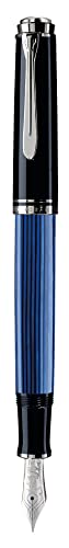 Pelikan Füllhalter Souverän 805, Schwarz-Blau, Feder EF (extra-fein), hochwertiger Kolbenfüller im Geschenk-Etui, 933614 von Pelikan