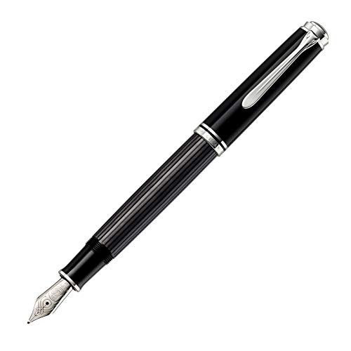 Pelikan Souverän 805 Stresemann Füllfederhalter, Schwarz-Anthrazit, 18K Goldfeder F, Kolbenfüller von Pelikan