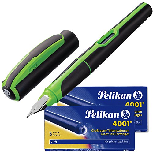 Pelikan Füllhalter Style Neon, Feder M [ grün ] + 10 Patronen Großraum GTP von Pelikan