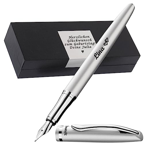 Pelikan - Füllhalter mit Gravur als Geschenk & Symbol mit Gravur auf Geschenkverpackung Füllhalter P36 Jazz Elegance Silber PS60 von Pelikan