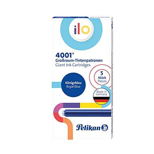 Pelikan Großraum-Tintenpatrone 4001 ilo, Schreibfarbe blau, königsblau, Tinte für Füller, 5 Patronen von Pelikan