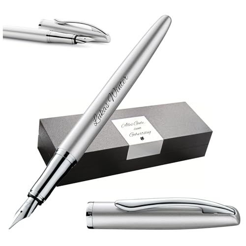 Pelikan Jazz® Noble Elegance P36 Füllhalter mit Gravur Geschenk - einzigartige Stifte mit Namen - personalisierte Geschenke - Füllfederhalter personalisiert (Silber) von Pelikan