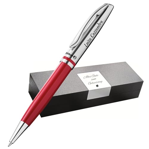 Pelikan Jazz Kugelschreiber mit Gravur Geschenk - Kugelschreiber - einzigartige Stifte mit Namen - personalisierte Geschenke zu Weihnachten - Kugelschreiber personalisiert (Gravur, Rot) von Pelikan