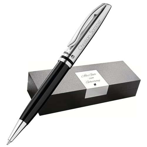 Pelikan Jazz Kugelschreiber mit Gravur Geschenk Kugelschreiber - einzigartige Stifte mit Namen - personalisierte Geschenke zu Weihnachten - Kugelschreiber personalisiert (Gravur, Schwarz) von Pelikan