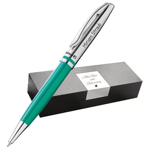 Pelikan Jazz Kugelschreiber mit Gravur Geschenk - Kugelschreiber - einzigartige Stifte mit Namen - personalisierte Geschenke zu Weihnachten - Kugelschreiber personalisiert (Gravur, Türkis) von Pelikan