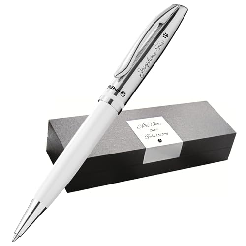 Pelikan Jazz Kugelschreiber mit Gravur Geschenk - Kugelschreiber - einzigartige Stifte mit Namen - personalisierte Geschenke zu Weihnachten - Kugelschreiber personalisiert (Weiß) von Pelikan