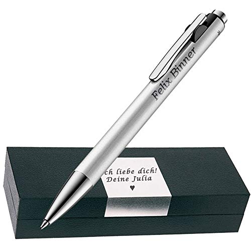 Pelikan - Kugelschreiber Farbe Silber mit Gravur als Geschenk & Wunschsymbol Geschenkverpackung Snap Metallic Silber PS44 von Pelikan