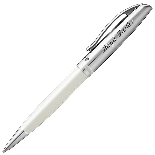Pelikan Kugelschreiber JAZZ CLASSIC Weiß mit persönlicher Laser-Gravur Metall glänzend weiß lackiert, 1 stück (1er Pack) von Pelikan