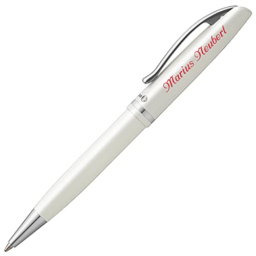 Pelikan Kugelschreiber JAZZ ELEGANCE Weiß Metallic mit Namen farbig personalisiert von Pelikan
