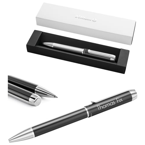 Pelikan Kugelschreiber Pura® K40 mit Gravur Geschenk - einzigartige Stifte mit Namen - Kugelschreiber personalisiert (Anthrazit) von Pelikan