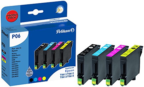 Pelikan P06 Druckerpatronen PromoPack (ersetzen Epson T06154010) schwarz, cyan, magenta, gelb von Pelikan
