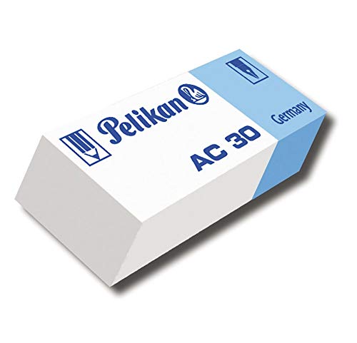 Pelikan Radiergummis AC30, weißer Radiergummi für Bleistift und Tinte, geeignet für technisches Zeichnen und Schulgebrauch, Packung mit 30 Stück von Pelikan