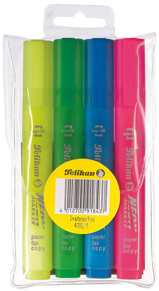 Pelikan Textmarker 438 Neon, 4er Etui von Pelikan