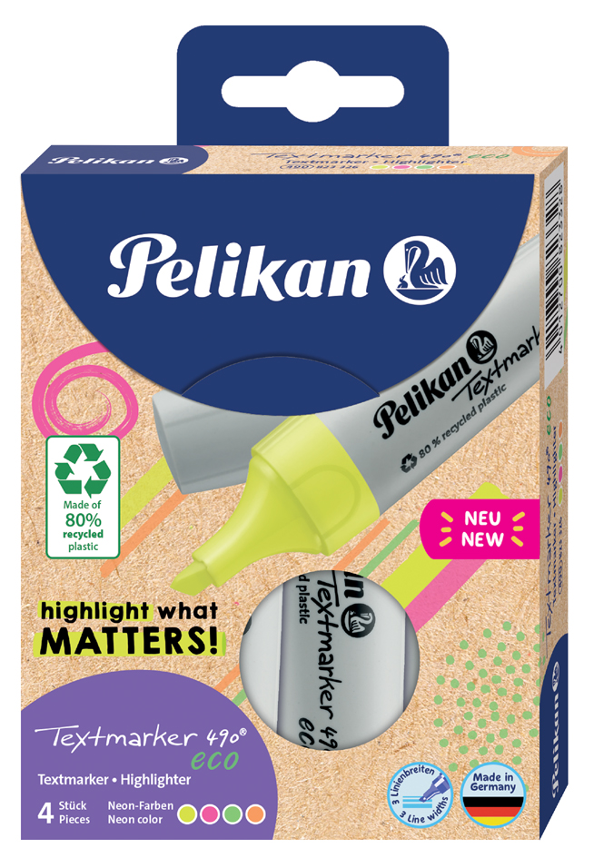 Pelikan Textmarker 490 eco, 4er Etui Neon-Farben Pelikan Textmarker 490 eco, 4er Etui Neon-Farben von Pelikan