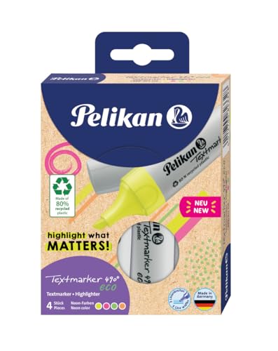 Pelikan Textmarker 490 eco, farbig sortiert, 4 Stück im Etui Pelikan Textmarker 490 eco, farbig sortiert, 4 Stück im Etui von Pelikan