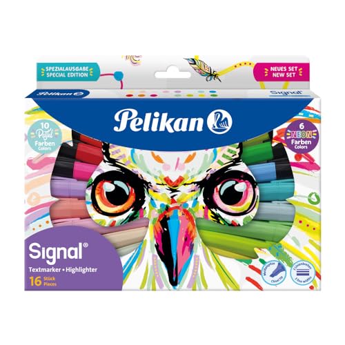 Pelikan Textmarker Signal, 16 Stück farbig sortiert in Faltschachtel mit Eulenprint Pelikan Textmarker Signal, 16 Stück farbig sortiert in Faltschachtel mit Eulenprint von Pelikan
