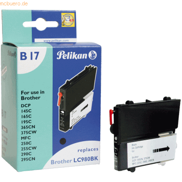 Pelikan Tintenpatrone kompatibel mit Brother LC980 schwarz 10ml von Pelikan