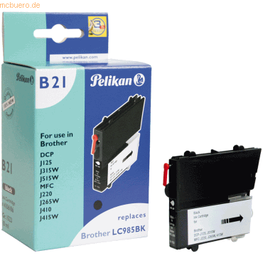 Pelikan Tintenpatrone kompatibel mit Brother LC985 10ml schwarz Pelikan Tintenpatrone kompatibel mit Brother LC985 10ml schwarz von Pelikan