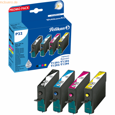 Pelikan Tintenpatrone kompatibel mit Epson T1291-T1294 Promo-pack schw von Pelikan