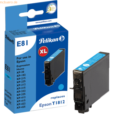 Pelikan Tintenpatrone kompatibel mit Epson T1812 cyan High-Capacity Ty von Pelikan