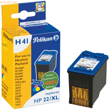 Pelikan Tintenpatrone kompatibel mit HP 22XL schwarz 15ml von Pelikan