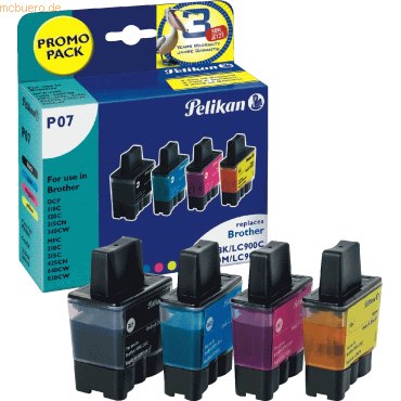 Pelikan Tintenpatronen für Brother LC900 schwarz, cyan, magenta, gelb Pelikan Tintenpatronen für Brother LC900 schwarz, cyan, magenta, gelb von Pelikan