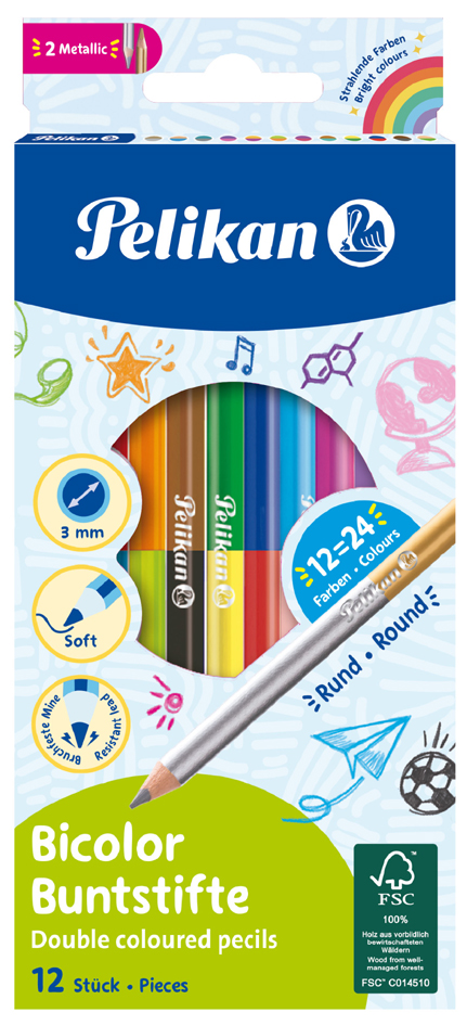 Pelikan Zweifarb-Buntstifte Bicolor, rund, 12er Kartonetui Pelikan Zweifarb-Buntstifte Bicolor, rund, 12er Kartonetui von Pelikan