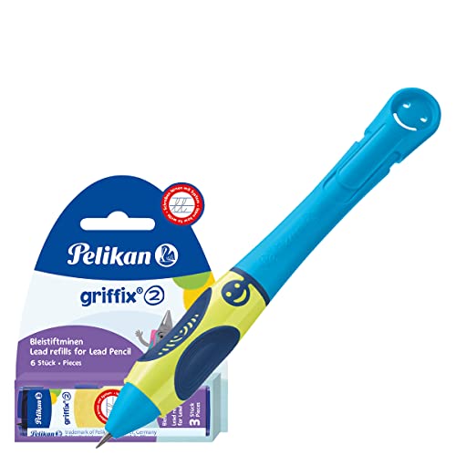 Pelikan griffix Bleistift für Rechtshänder, 1 Stück in Faltschachtel (NeonFreshBlue, Bleistift + 6 Minen) von Pelikan