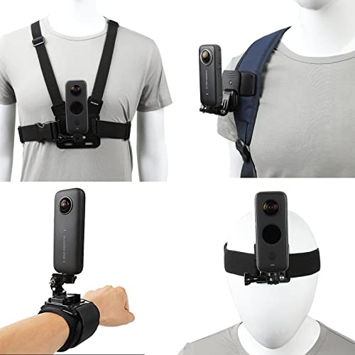 PellKing Zubehör-Set für Sony Action-Kamera, Schnellentriegelungs-Kopfgurt-Halterung + Brustgurt + Rucksack-Clip-Halterung + 360° drehbare Handschlaufe von PellKing