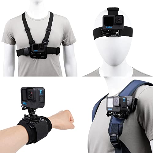 Zubehör-Set für GoPro Hero 11/10/9/8/7/6/5/4, Schnellverschluss-Halterung + Brustgurt, Rucksack-Clip-Halterung + 360° drehbare Handschlaufe Zubehör-Set für GoPro Hero 11/10/9/8/7/6/5/4, Schnellverschluss-Halterung + Brustgurt, Rucksack-Clip-Halterung + 360° drehbare Handschlaufe von PellKing