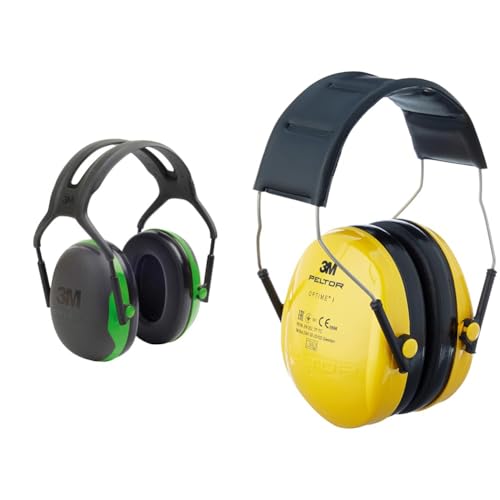 3M PELTOR X1A Kapselgehörschutz Kopfbügel - SNR 27 dB & Optime I Ohrenschützer H510A, leichter Gehörschutz mit weichen Kissen von Peltor
