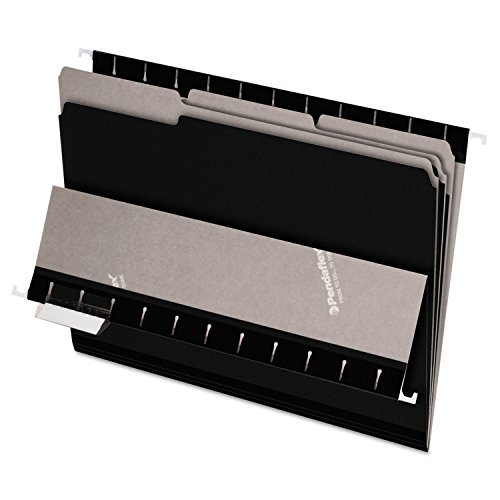 Pendaflex Interieur-Ordner, 1/3-Schnitt, oberer Reiter, Briefgröße, schwarz, 100 Stück pro Box (4210 1/3 BLA) von Pendaflex