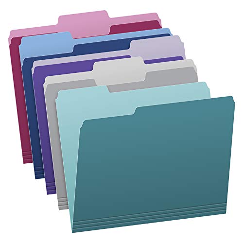 Pendaflex Zweifarbige Aktenordner, Briefgröße, verschiedene Farben (Blaugrün, Violett, Grau, Marineblau und Burgunderrot), 1/3-Cut Tabs, 5 Farben, 100/Box, (02315) von Pendaflex