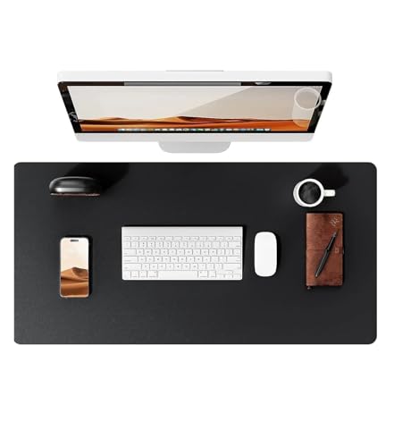Schreibtischunterlage aus Leder | Computermatte for Schreibtisch| Großes Mauspad und Tastaturmatte | Schreibtischschutz for das Büro(Black,60x35 cm) von Pengchang