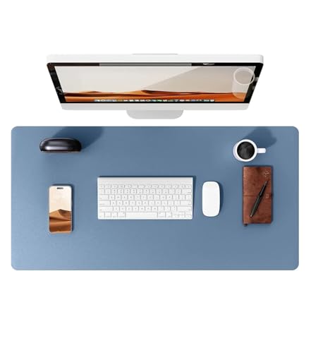 Schreibtischunterlage aus Leder | Computermatte for Schreibtisch| Großes Mauspad und Tastaturmatte | Schreibtischschutz for das Büro(Blue,80x40 cm) von Pengchang